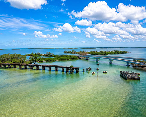 View of the Placida trestle in Boca Grande sandbar.