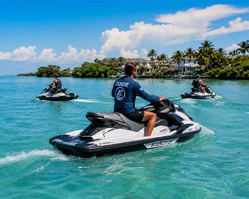 Jet ski tour group in Lemon Bay.