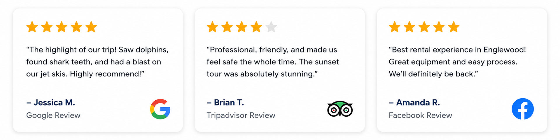 5 star reviews from Jet Ski renters.