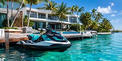 A jet ski docked at a rental home in Manasota Key.