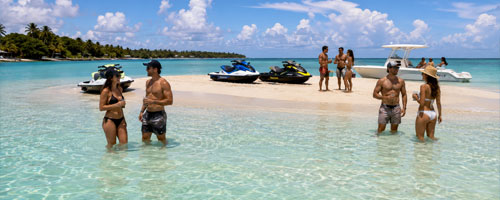 A group of young people at a sandbar near Stump Pass in Florida.